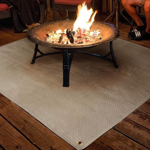 Fire Pit Mat, 37.8"x 39.4" Fireproof Blanket for Under Fire Pit, Camel - Image 4