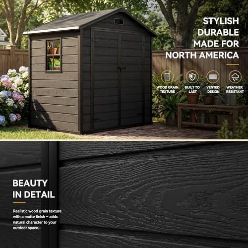DWVO 6X5FT Resin Storage Shed with Reinforced Floor, Window & Vents - Image 6