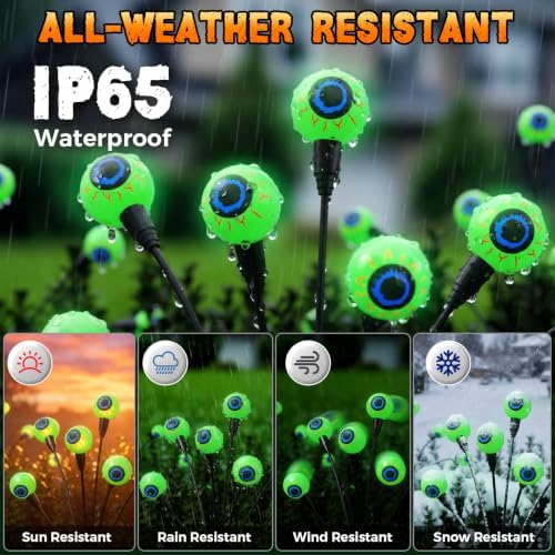 Halloween Decorations Outdoor, 8Pack 64 LEDs Solar Eyeball Lights - Image 6