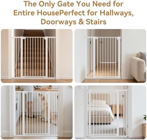 43 inch Tall Safety Dog Gate Adjustable 29.7-45.2 inch Extra-Wide Metal Pet Gate Drill-Free Pressure-Mount Installation kit Self-Closing Cat Gate for Stairwells、Doorways（White） - Image 6