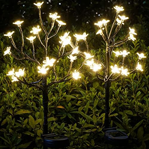 2 Pack Solar Lights Outdoor Waterproof, Garden Lights Solar Flowers by IUEECEN