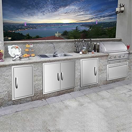 Outdoor Kitchen Doors 30W x 23H Inch, Double BBQ Access Doors 304 Stainless Steel for Outdoor Kitchen Cabinet Grill Station or BBQ Island - Image 7