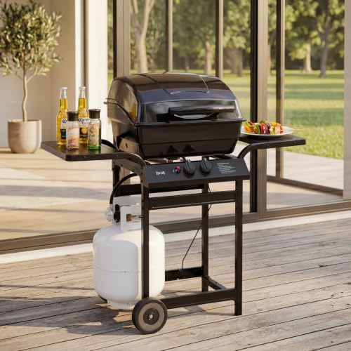 Feasto 2 Burner Propane Gas Grill for Outdoor Cooking and BBQ, Black - Image 2