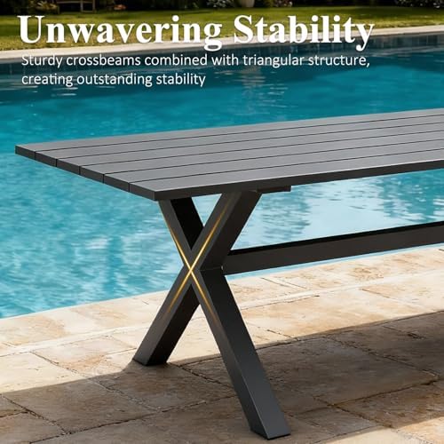 LayinSun 13 Pieces Outdoor Patio Dining Set, Aluminium Rectangular Dining Table and Wicker Rattan Chairs Set for Outside Backyard, Poolside - Image 6