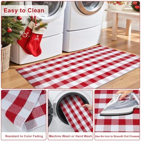 OJIA Christmas Plaid Rug 27.5"x43" Front Door Mats Outdoor Welcome Mat - Image 4