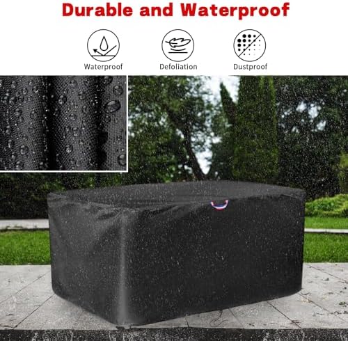 Patio 36 Inch Coffee Table Cover, Outdoor Waterproof Cover for Rectangle Coffee Table, All-Weather Protection with Windproof Buckles & Drawstring- 36x20x18 in - Image 4