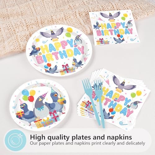 96Pcs Pigeon Birthday Party Decorations Bird Plate, Serves 24 - Image 3