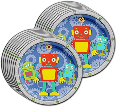 Robot Birthday Party Supplies Set Plates Napkins Cups Tableware Kit for 16 - Image 2
