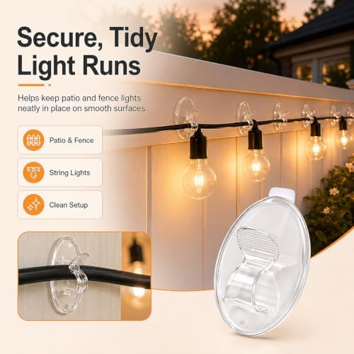 Christmas Outdoor String Lights Hooks - 60Pcs Clips 3X Stronger Adhesion - Image 3