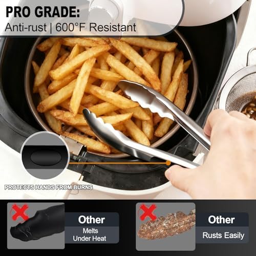 Stainless Steel Small Tong for Cooking - Mini 7 Inch Locking Tongs, Heat Resistant to 600°F, Food Grade Kitchen Metal Tong for Food, Salad, Pasta, Steaks, Vegetables - Dishwasher Safe - Image 2