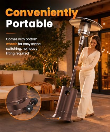 FOOWIN Patio Heater 48,000 BTU Outdoor Propane Heater with Wheels - Image 5