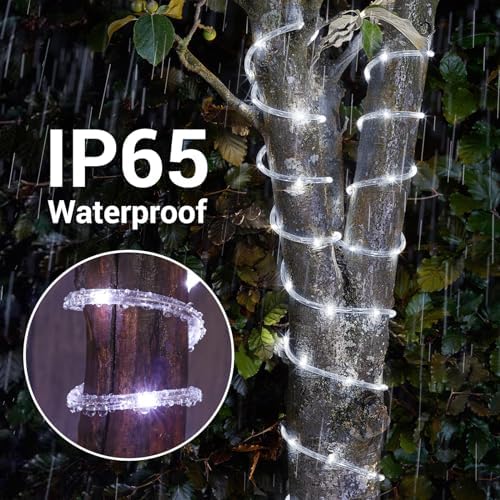 Solar Rope Lights, 2 Pack Total 66ft 200LED Solar String Lights, 8 Modes - Image 6