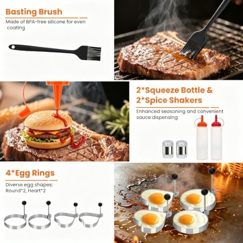 32pcs Griddle Accessories Kit for Blackstone, Flat Top Grill Accessories Set for Camp Chef, Grill Spatula Set with Enlarged Spatulas, Professional Hibachi Tools Gifts for Outdoor BBQ Teppanyaki - Image 6