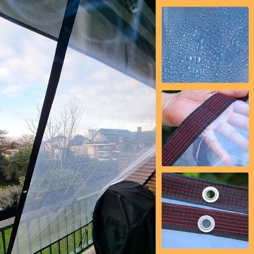 Tarps Heavy Duty Waterproof 10x10 FT - Tarp Clear Plastic Tarps with Grommets - Ideal for Patio Enclosure Gardening Chicken Coop - Clear Tarp for Versatile Outdoor Use - Image 5