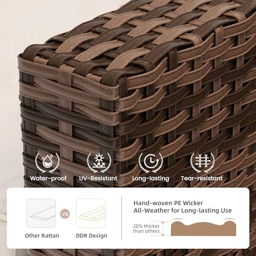UDPATIO Patio Furniture Set, 5 Pieces Outdoor Conversation Sets with Rocking Swivel Chairs, Wicker Rattan Outdoor Sofa Set with Storage Table and Waterproof Covers for Backyard, Deck, Porch, Khaki - Image 5