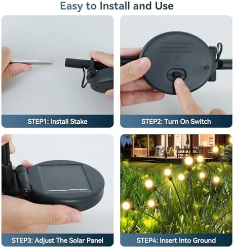 Solar Garden Lights Outdoor Waterproof, 4 Pack 32 LED Swaying Firefly Lights Outdoor Decor Light for Pathway Party Christmas Decoration, Unique Gifts for Women, Warm White - Image 5