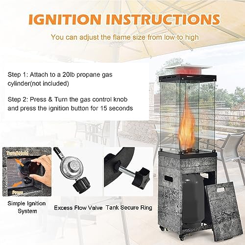 Tangkula 41,000 BTU Propane Patio Heater with Waterproof Cover (Grey) - Image 7