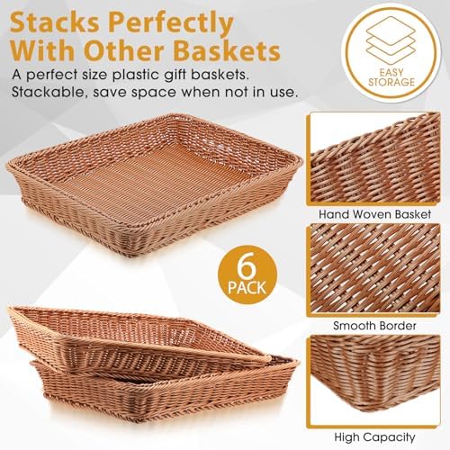 Eccliy 6 Pack Wicker Bread Baskets Woven Serving Basket, 19 Inch - Image 2