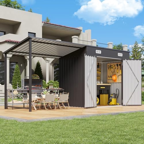 Aoxun 5.6x3.5FT Outdoor Storage Shed & Hardtop Gazebo Combo - Image 5