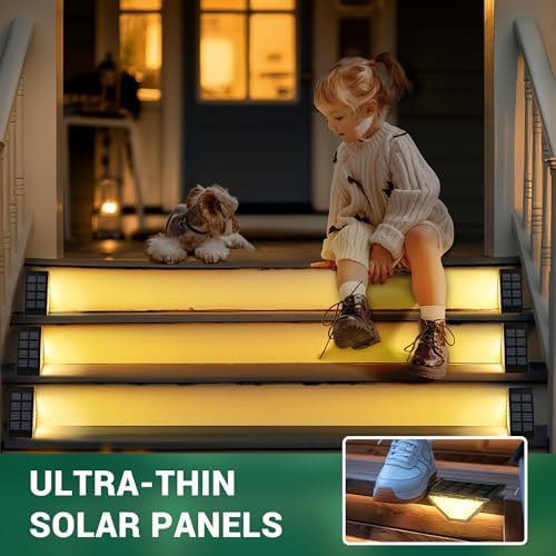 PATIOWIN Solar Step Lights for Outside,24 LEDs Solar Stair Lights Waterproof IP65,Solar Deck Lights Outdoor for Yard, Porch, Front Door, Stair, Step, Patio, Deck(12 Pack, Warm White) - Image 3