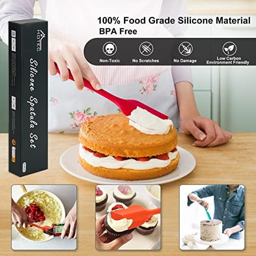 HOTEC 9-Pack BPA Free Silicone Spatula Set, Multi-Color - Image 3