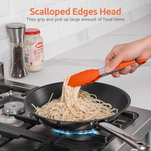 U-Taste Kitchen Tong for Cooking, 600ºF Heat-Resistant Silicone, 7in/Orange - Image 4
