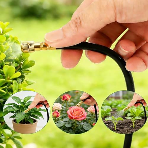 Drip Irrigation System, Upgrade Garden Irrigation Kit - 66Ft 5/16" with 20 pcs Adjustable Copper Nozzles,Automatic Atomizing Watering Sprinkler System for Outdoor,Raisedbed,Lawn,Greenhouse - Image 6