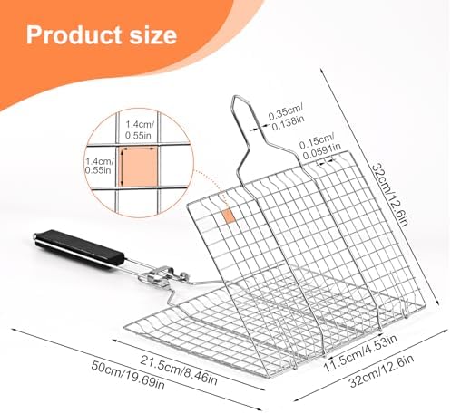 Fish Grill Basket, Folding Portable Fish Grilling Baskets For Outdoor Grill - Image 6
