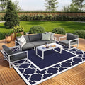 GENIMO Outdoor Rug, Waterproof Plastic Rugs for Patio, 10'x10' Blue White by GENIMO