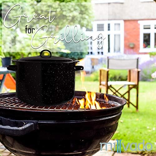 Millvado Granite 12 Qt Stockpot, Nonstick Soup Pot With Lid, Speckled Enamel Ware Cookware, Large Stock Pot For Boiling and Cooking, Big Granite Cooking Pot for Stovetop, Campfire, Outdoor Stove - Image 5