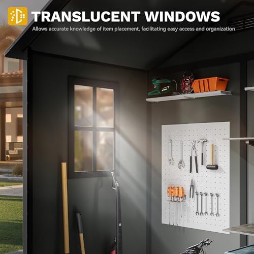 DWVO 6x4ft Plastic Outdoor Storage Shed with Floor, Window & Vents - Image 3
