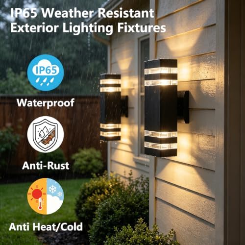 Black Exterior Lighting Fixtures LED Porch Lights Outdoor Sconce Waterproof - Image 4