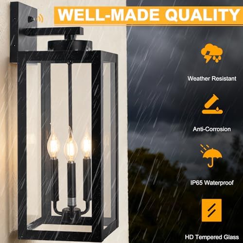 24" Extra Large Dawn to Dusk Outdoor Light Fixture Closed Bottom 3-Light - Image 6