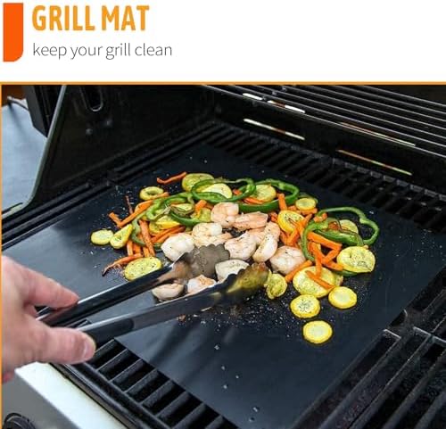 Grill Mats - Nonstick Teflon BBQ Mats, Reusable & Easy to Clean (Set of 6), 15.8 x 13-Inch, Black - Image 2