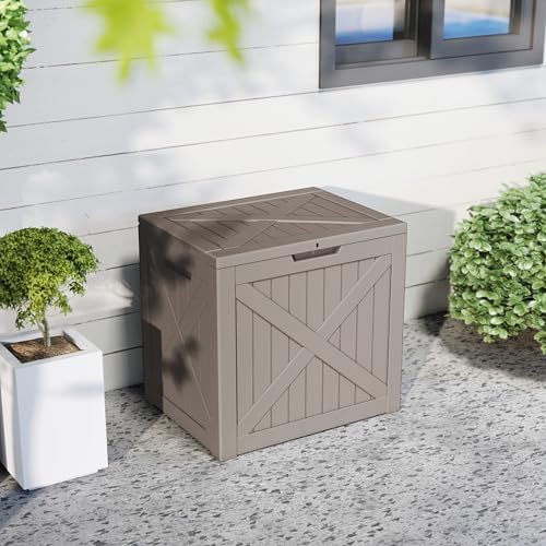 PatioZen 32 Gallon Package Delivery Box, Waterproof Outdoor Package Delivery Box with Lid, UV-Resistant Resin Storage Bench for Patio Furniture, Garden Tools, Cushions, Pool Accessories(Grey) - Image 6