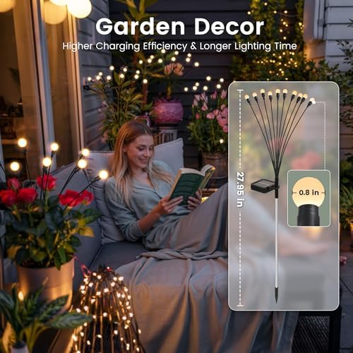 Solar Garden Lights, 4Pack 40LED Swaying Solar Lights Outdoor - Image 6