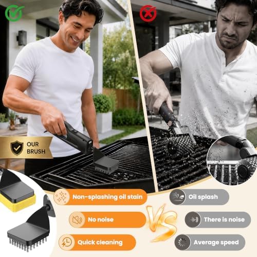 Electric Grill Brush with LED Light, Grill Cleaner for Outdoor Grill（Black） - Image 6