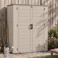 Aoxun 61 Cu.Ft Outdoor Storage Shed, Widened Outdoor Storage Cabinet Waterproof Vertical Resin Shed with Floor for Garden Tools, Pool Equipment, Easy to Assemble(Beige) by Aoxun