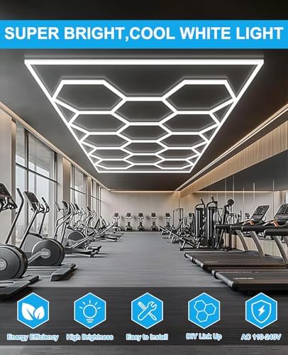 Garage Lights Hexagon led Lights DIY Ceiling LED Shop Light 91630LM - Image 2
