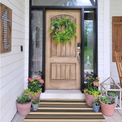 OJIA Fall Front Door Mat 27.5"x43", Striped Outdoor Rug Porch Decor - Image 7