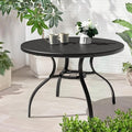NUU GARDEN 41" Round Outdoor Patio Dining Table for 4, Slatted Metal Table with 1.57" Umbrella Hole and Adjustable Feet, All-Weather for Lawn, Garden and Backyard, Black by NUUGARDENCORPORATION