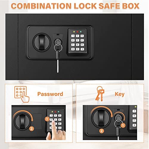 Black 17.72" Tall Wall Safe Between Studs with Combo Lock & Removable Shelf - Image 6