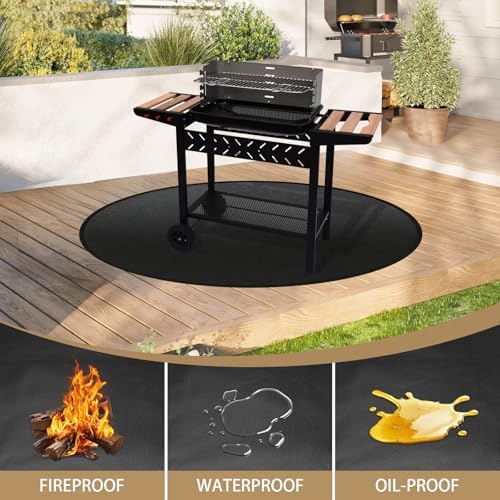 51" Fire Pit Mat for Solo Stove Bonfire - Round Fireproof Waterproof Under Grill Mat, Reusable Solo Stove Accessories for Deck Patio - Image 4