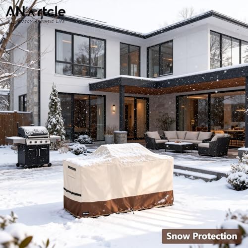 ANartcle Waterproof Extra Large Grill Cover for 110 Inch Island with Center Grill Head,600D Heavy Duty Waterproof All Weather Outdoorbar Island Kitchen Covers,Beige - Image 7