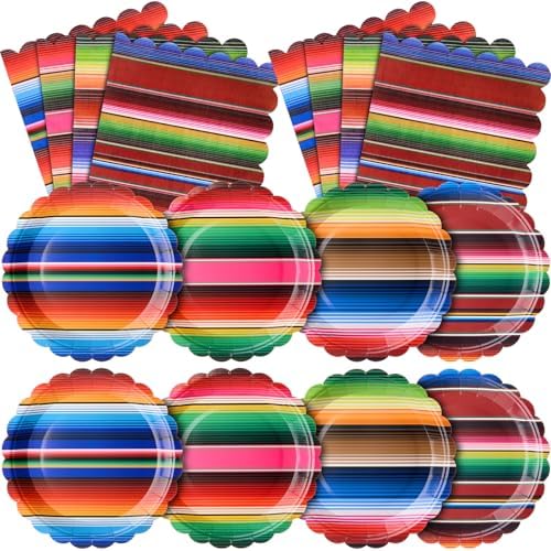Roshtia 120 Pcs Mexican Serape Plates and Napkins, Fiesta Taco Bar Decor by Roshtia