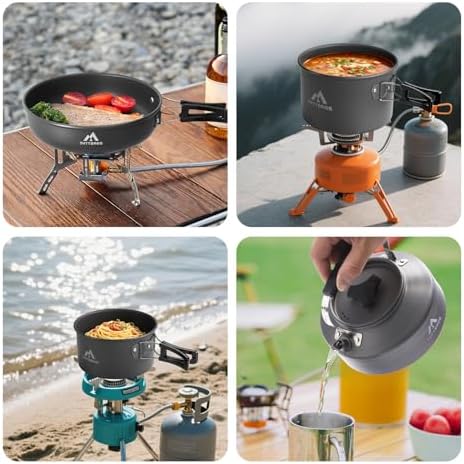 THTYBROS 27pcs Camping Cooking Set for 2-4 People, Portable Cookware Set with Kettle, Pots & Pans, Stainless Steel Utensils, Plates, Dishware for Backpacking, Picnic, Outdoor Adventures - Image 6
