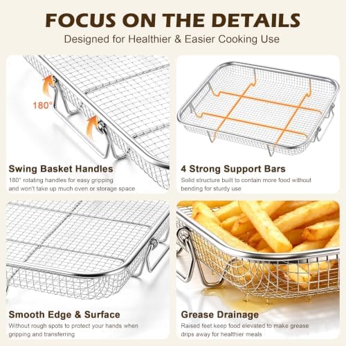 TeamFar 15.4 Inch Air Fryer Basket for Oven, Air Fryer Rack, 3 Pieces - Image 3