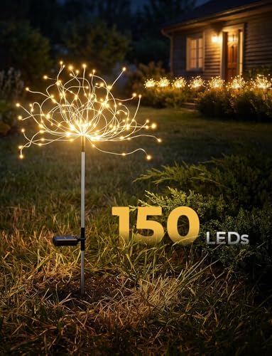 Brightown 150 LED Solar Garden Firework Lights Christmas Decorations, 2Pack - Image 2