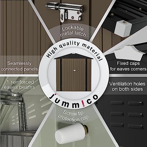 JUMMICO Metal Outdoor Storage Shed, 6 x 4 FT, Brown - Image 6