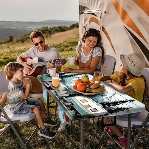 Picnic Table Cover with Bench Covers and Bag, Wooden Camper Waterproof Windproof, Fitted Tablecloth Cover with Elastic Edge, for Indoor & Outdoor, Garden, Camping, 3 Pieces Set, 30x60 Inch - Image 3